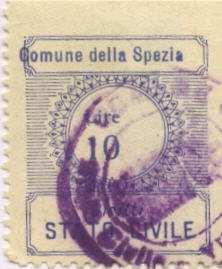 00 inscribed Comune dela Spezia Stata Civile 23 x 28 mm P11 10