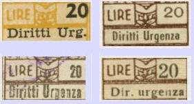 00 20 Lire blue, T1 12/1953 1/57 2.00 20 Lire light olive green, T2 2.00 20 Lire red, T3 2.