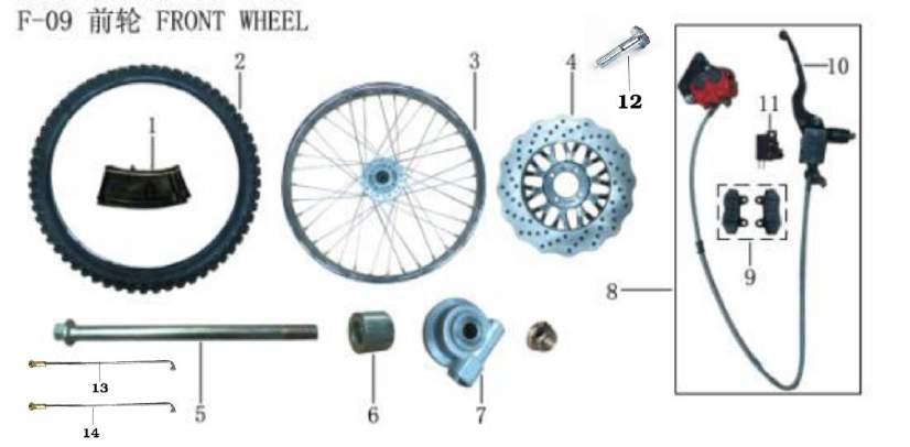 20049-1 Tube,Front Wheel 20049-2 Tire,Front Wheel 20049-3 Wheel,Front 20049-4 Disk Comp.,Front Brake 20049-5 Axle,Front Wheel 20049-6 Washer,Flange 20049-7 Speed Counter 20049-8 Disc-Brake Assy.