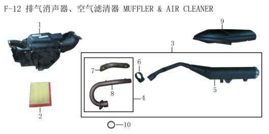 200412-1 Air Cleaner Comp. 200412-2 Element,Air Cleaner 200412-3 Muffler Assy.