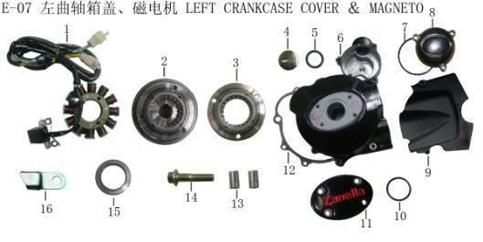 167MM-M Engine Parts 1677-1 Magento Stator Comp 1677-2 Magneto Rotor Assy 1677-3 Starting Clutch Comp.