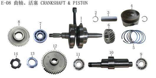 167MM-M Engine Parts 1678-1 Crankshaft & Connecting Rod 1678-2 Piston Pin Circlip 1678-3 Piston Pin 1678-4 Piston 1678-5 Piston Ring Set 1678-6 Timing Drive Gear 1678-7