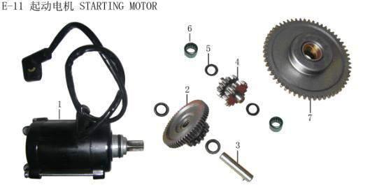 167MM-M Engine Parts 16711-1 Electric Starter 16711-2 Dual-Gear Comp.