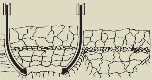 A soil loosening blade that does not turn the ground over The advantage of the curved CLI blade is that it lifts the soil without inverting the surface.