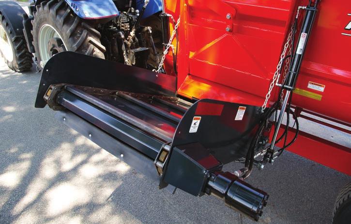 The 4-auger discharge comes standard with power tip-off and built-in magnets.