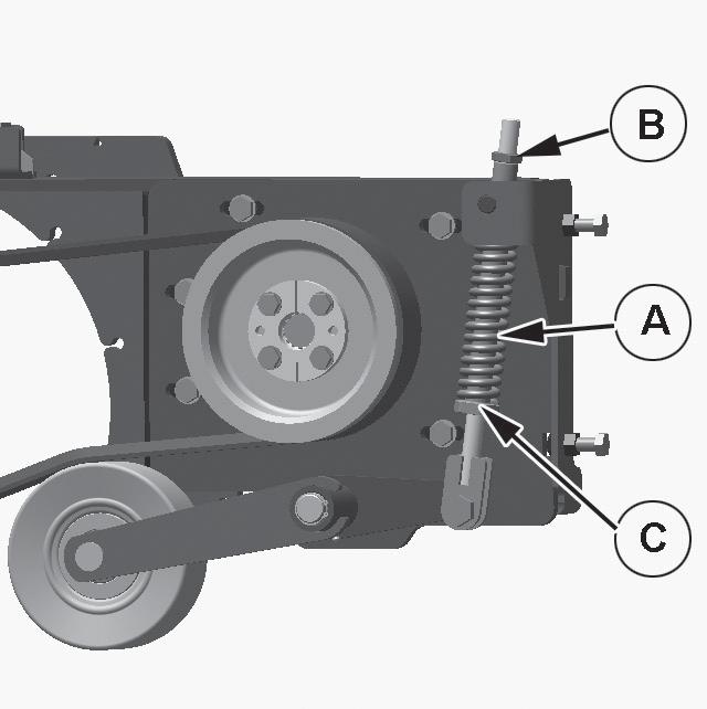 DRIVE BELT IN THE HYDRAULIC TRANSMISSION The appropriate tension in maintained automatically by a spring-loaded jockey pulley. The tension is correct when spring length A is 165mm.