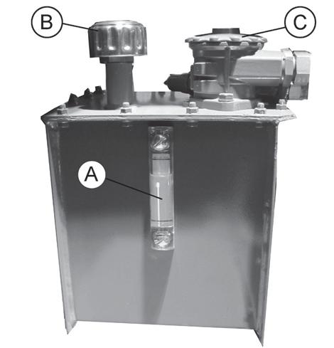 Movement speeds are regulated by restrictors at the control valve gates except for the table lowering speed, which can be adjusted. Working pressure is restricted to 180 Bar.