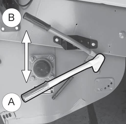 The control lever is on the rear right. The straw is guided to the chopper with the plate in position B. In Fig. L48b. The locking pins may be pushed in even if unchopped momentarily wanted.