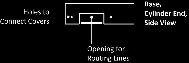 Be sure to route the Hydraulic Line through the appropriate rectangular openings in the Cylinder End of the both Bases. Note that both Hydraulic Lines and the Air Line will go through these openings.