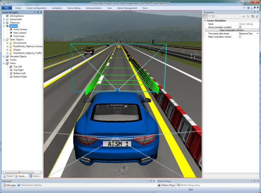 Synchronous stimulation of camera and lidar ECUs ModelDesk Sensors ASM PC with GPU and MotionDesk