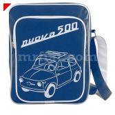 It has the Fiat 500 logo... Fiat 500 nuova eco-leather black vertical messenger shoulder bag with a black strap. It.