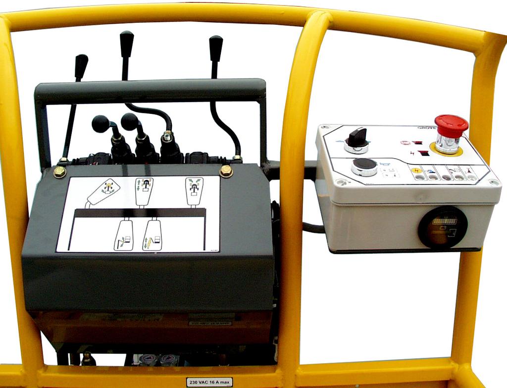 SECTION 3 - MACHINE CONTROLS AND INDICATORS Platform Control Station Figure 3-4. Platform Control Console 1. Footswitch 2. Turntable Slewing Control Lever 3. Jib Function Control Lever 4.