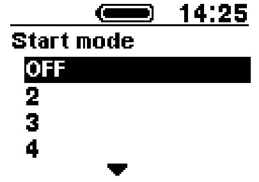 Start mode Set the start gear when using start mode function. 1. Press the Assist-Y or Assist-Z to move the cursor to the item you want to configure.