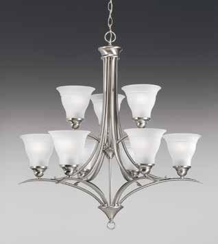 Two candelabra base lamps, P3806-09 P3807-09 Brushed Nickel 13-1/2" dia., 24" ht.