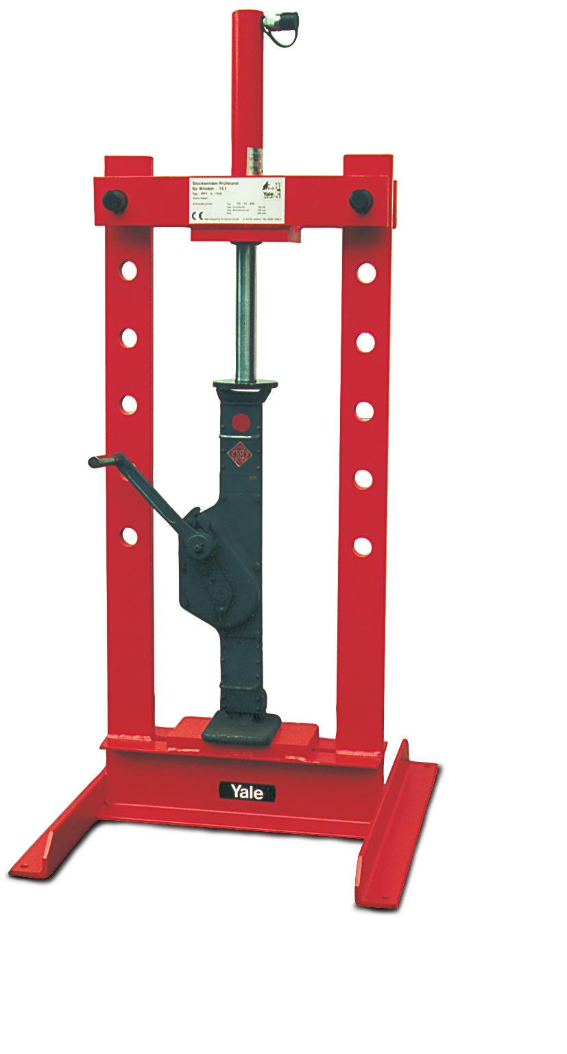 Hydraulic Jacks & Tools Test rig Technical data model RPYS Fully welded, low-strain press-frame. Upper and lower hook suspension by means of shackles, incl.