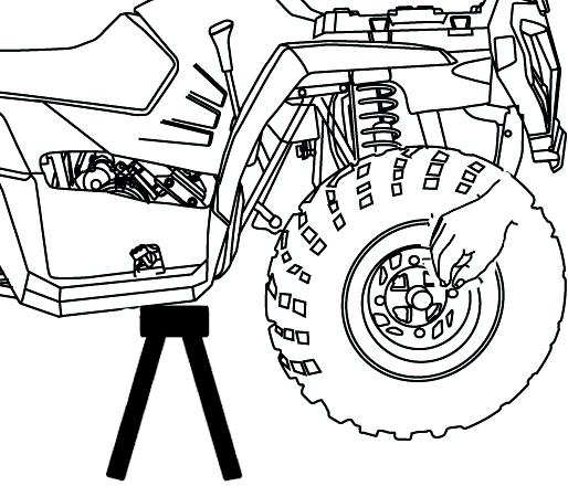 Place a suitable stand under the footrest frame to raise the wheel slightly off the ground. 5. Remove the wheel nuts. 6. Remove the wheel. 7.