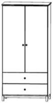 Double Wardrobe Units Product Features 3/4 laminate case with sturdy dowel construction Laminate doors and drawer fronts Laminated tops with matching 3 mm PVC Fixed 3/4 shelf and wardrobe hanging bar