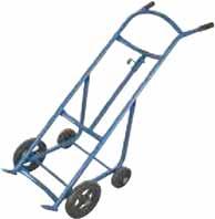 Durable Kleton blue enamel finish DRUMS & DRUM DRUM HAND TRUCKS FOR PLASTIC & FIBRE DRUMS All-welded, 1 1/4" tubular steel construction Handles plastic and fibre drums from 18" to 25" in