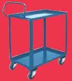 shelf to convert to a platform truck Two rigid and two swivel bolted-on 5" non-marking rubber casters Shelf clearance: 24" Handle height: 40" Top helf height: 32" Capacity: 1300 lbs., 500 lbs.