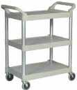 W" x D" x H" /Each ML620 25 1/2 x 40 1/2 x 32 1/2 FLAT SHELF UTILITY CARTS Ergonomic handle design improves control and worker safety Flat design makes loading and unloading of heavy boxes and parts