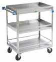 UTILITY CARTS UTILITY CARTS STAINLESS STEEL SHELF CARTS 430 stainless steel shelves and frame construction NSF approved 4 swivel, zinc plated casters with non-marking rubber tread, polyurethane hub