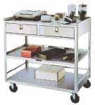 stainless steel frame for strength Rugged 18-gauge reinforced stainless steel shelves are stain and rust resistant Units can be steamed cleaned for convenience and sanitation Leg and handle bumpers
