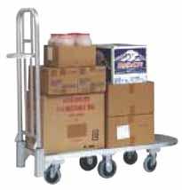 ALUMINUM MERCHANDISE CART Folds up and stores on end to save storage space Has 6-3/4 square feet of deck space.