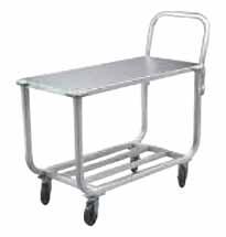 corrosion UTILITY CARTS ALUMINUM STOCK PICKING LADDER CART Easy-Load flat top shelves Continuous grip handle for ascending and descendingding Extended reach bar on top Extra wide steps are welded and