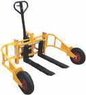 at 24" QUICK LIFT HYDRAULIC PALLET TRUCKS Lifts to full height with only four pumps when empty 2-speed pump automatically switches to low-speed operation Allows forks to quickly rise to upper pallet