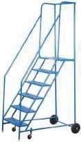 LADDERS & SCAFFOLDING ROLLING STEP LADDERS Ideal wherever there is a need to reach bulky materials Rolls easily into position and locks firmly to the floor for maximum safety 2 to 6 step ladders