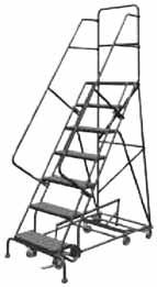 ): 450 LADDERS & SCAFFOLDING ALL DIRECTIONAL STEEL ROLLING LADDERS Ladder turns on its own radius; rolls in all directions Provides safer access to top shelves when picking stock; 50 degree incline