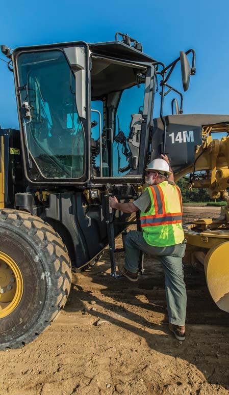 Operator Presence Monitoring System Standard feature keeps the parking brake engaged and hydraulic implements disabled until the operator is initially seated and the machine is ready for operation.