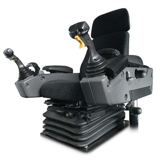 Steering and Implement Controls Unprecedented precision and ease of operation Two electro-hydraulic joysticks with electronically adjustable control pods help position operators for optimal comfort,