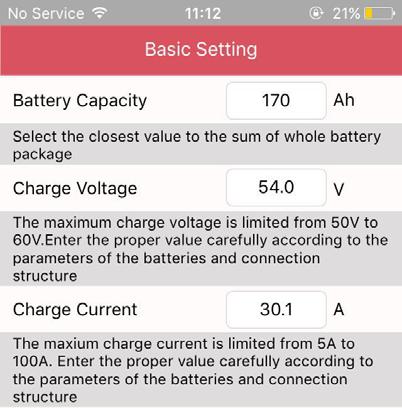 Pic 8 Pic 7 Battery Basic Settings If your battery type is not in the list, then when you chose default for battery type, click Next there will be a page for setting battery