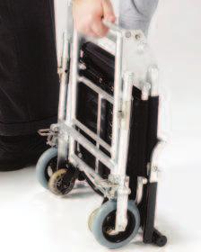 Brakes Safety pressure brakes on the back wheels prevent the chair from rolling away by accident. Parking brake: use your foot to push the lever downwards.