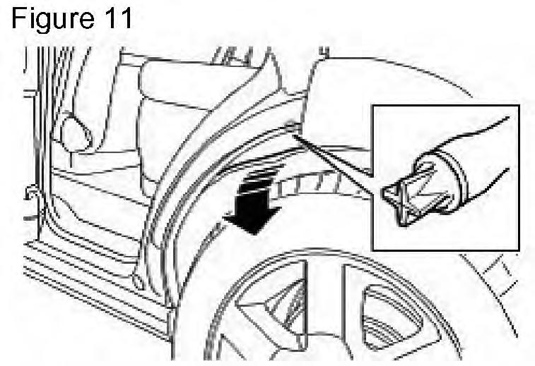 2006 Land Rover LR3 (LA) V8-4394cc 4.4L Page 9 2. Carefully pull the fender splash shield down to access the roof opening panel drain tube. (Figure 11) 3.
