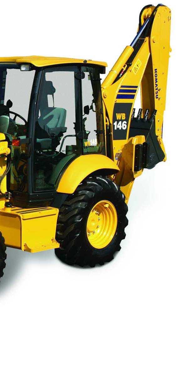 BACKHOE L OADER WB1-5 NET HORSEPOWER kw HP @ 00 rpm OPERATING WEIGHT 7300 kg 1,090 lb Front roof cutout provides a better view of loader at full height Telescopic arm option increases dig depth to