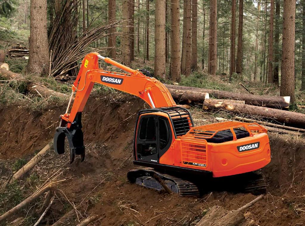 Key points The Doosan DX0F excavator is ready to provide optimum value to you and reaches new levels of forestry machine.