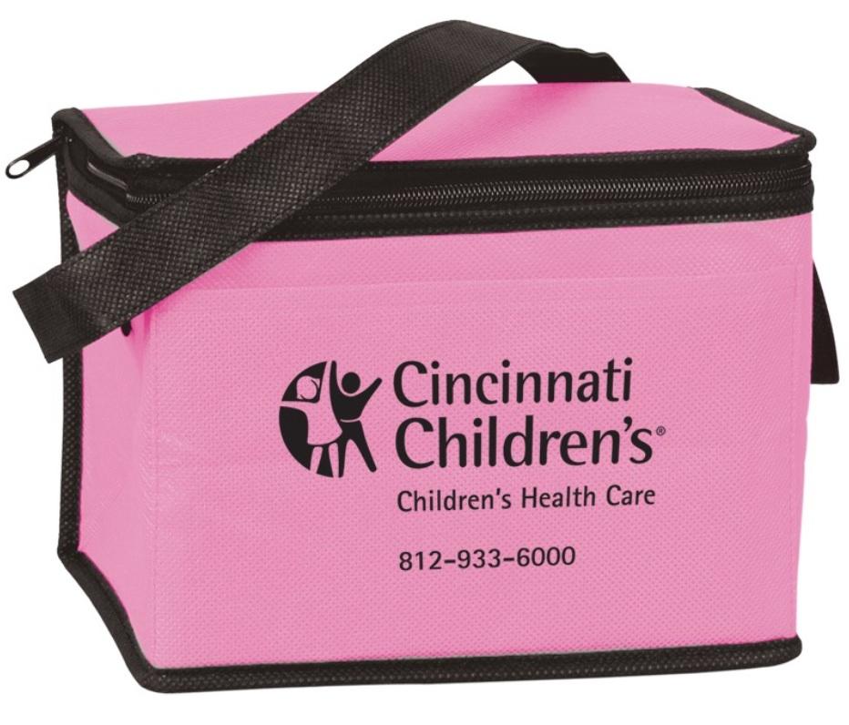 Pricing includes a one color/one location imprint Durable eco friendly cooler bag made of 80 GSM Nonwoven Polypropylene exterior and thermal food safe foil lining Includes