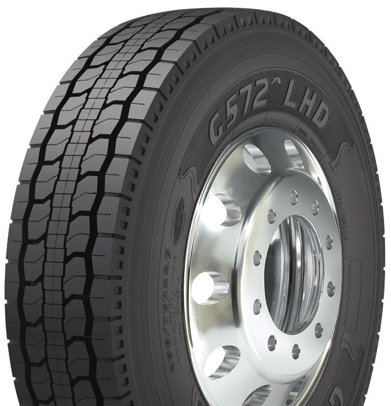G572 A LHD FUEL MAX A FUEL-EFFICIENT LONG HAUL DRIVE TIRE WITH LONG MILEAGE.