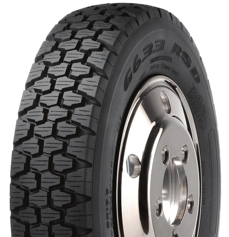DRIVE G633 RSD TRACTION-BLOCK TREAD PATTERN FOR THE REGIONAL DRIVE POSITION.