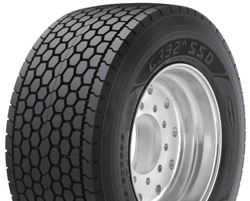 WIDE BASE G392 A SSD DURASEAL + FUEL MAX A FUEL-EFFICIENT, WIDE BASE DRIVE TIRE WITH THE ENHANCED PUNCTURE RESISTANCE OF DURASEAL TECHNOLOGY.