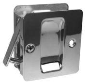 SLIDING DOOR LOCK Plain front both sides Equipped with edge pull Fits doors from 1-3/8" to 1-3/4" thick Easy installation for pocket type interior doors