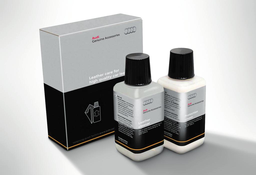 Kit includes leather cleaner bottle, protection cream bottle (each 5. oz.), sponge and polishing cloth.