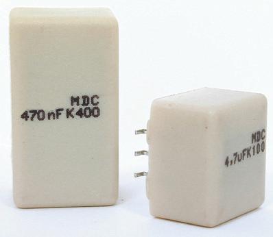 General Purpose, High Stability and AC Line EMI Suppression MDC Series Dual In-Line, 50 630 VDC, High Current Overview Dual in-line (DIL) metallized polyester (PET) film capacitor for surface
