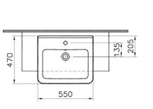 compact semi-recessed basin, 55cm 131 BATHROOM SUITES / FURNITURE 5315 Half