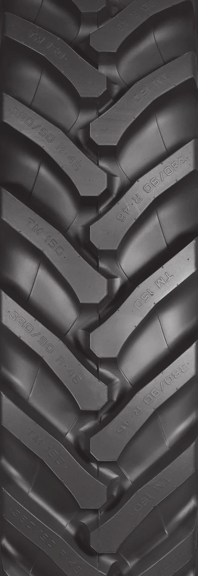Tire TREAD KEY FEATURES Overlapped lugs to prevent stubble damages Sharp lug head to increase grip Interlug terraces to boost self cleaning capacity Large and