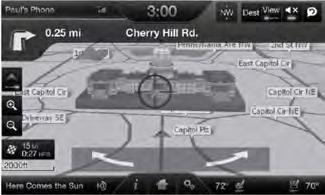 MyFord Touch (If Equipped) E142656 Rotate the map view by swiping your finger across the shaded bar with the arrows. Navteq is the digital map provider for the navigation application.