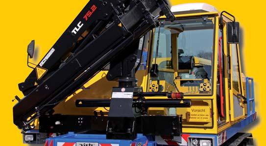 On all ARCOTRAC models the crane is mounted in front of the machine which can be controlled from inside the cabin. This provides excellent on site safety as well as great operators comfort.