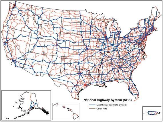 USA: 77,000 km autópálya Area: 9,147,420 km2